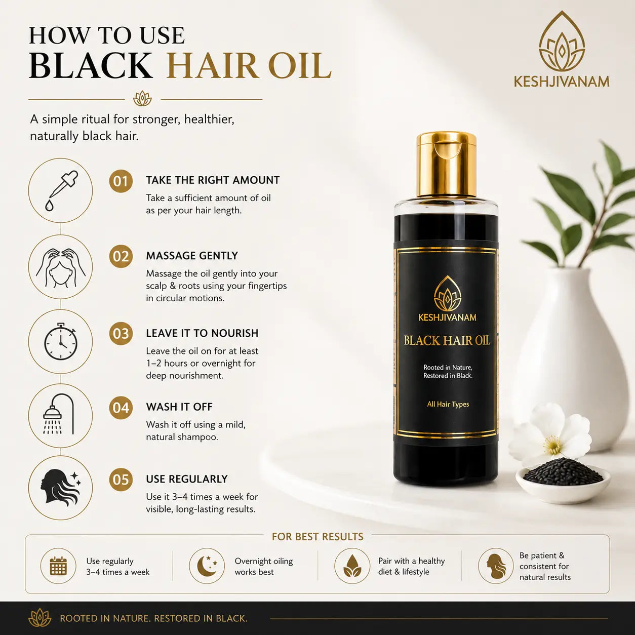 KeshJivanam - Black Velvet Botanics Herbal Hair Oil