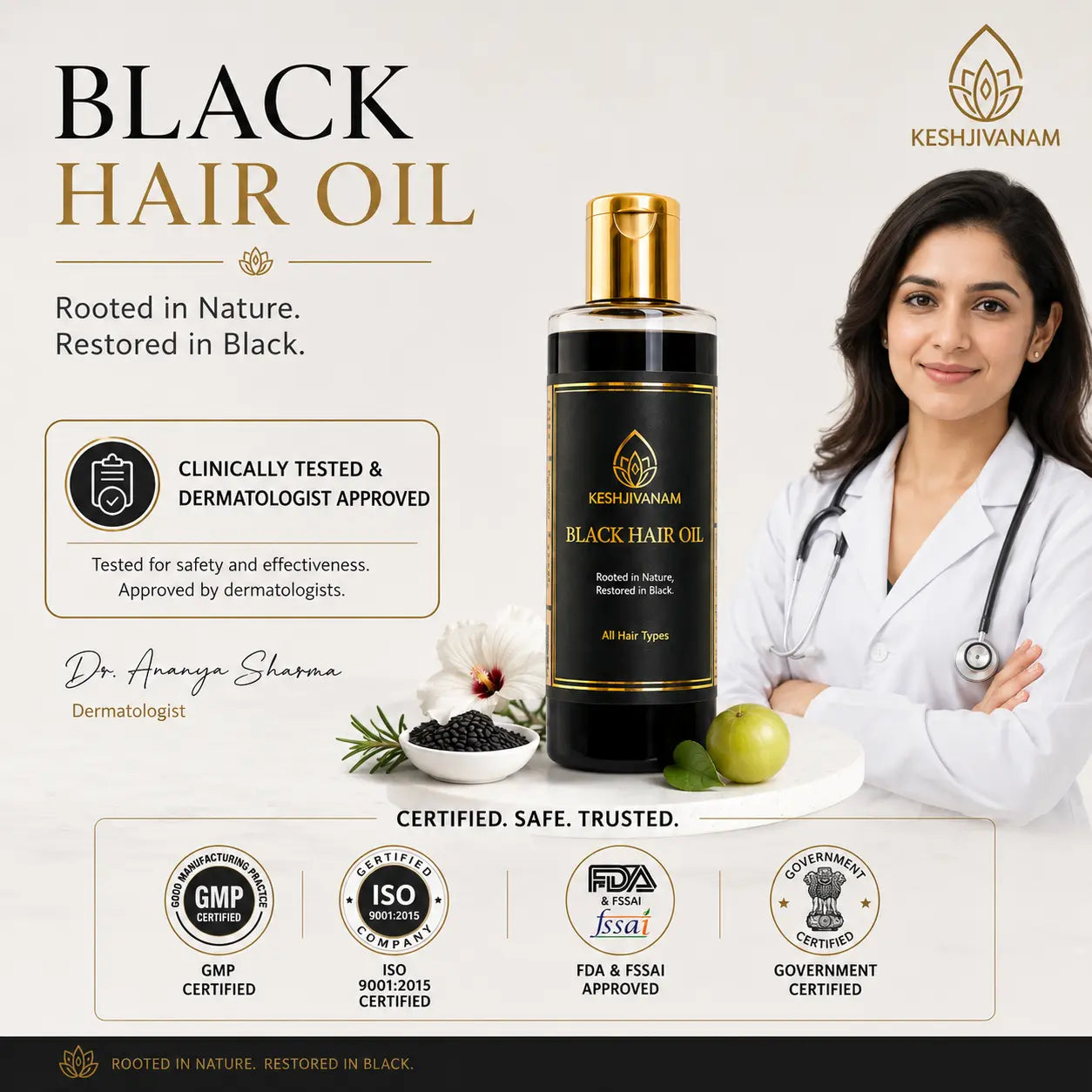 KeshJivanam - Black Velvet Botanics Herbal Hair Oil