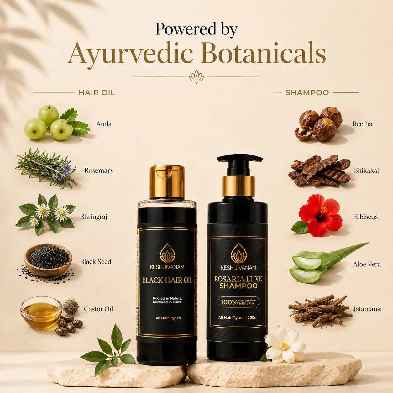 KeshJivanam - Black Velvet Botanics Herbal Hair Oil | Buy 1 Get 1 Shampoo FREE