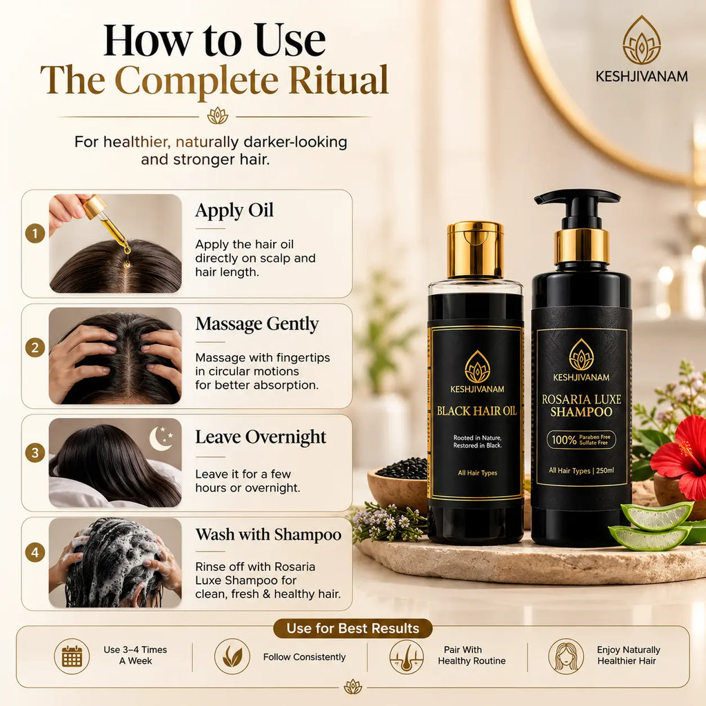 KeshJivanam - Black Velvet Botanics Herbal Hair Oil | Buy 1 Get 1 Shampoo FREE